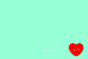 Heartbeat Heart Shape Centered Line. Heart beat. Heartbeat pulse flat vector icon. Vector illustration for medical offers and websites.