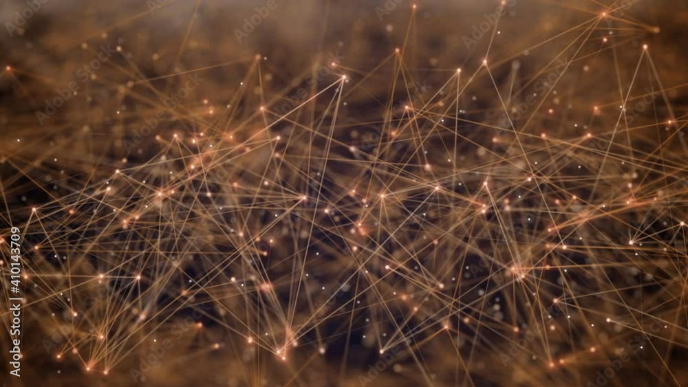 Poster abstract molecular texture animation animation with dots and lines connect and extremely shallow dep
