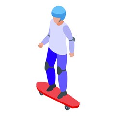 Fototapeta na wymiar Helmet skateboarding icon. Isometric of helmet skateboarding vector icon for web design isolated on white background