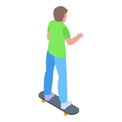 Teen skateboarding icon. Isometric of teen skateboarding vector icon for web design isolated on white background