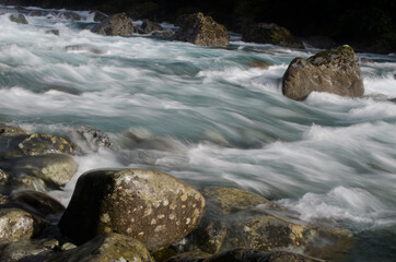 Falls creek in Fiordland National Park. Southland. South Island. New Zealand.
