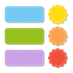 Set color empty stickers. Cartoon style. For birthday, party, baby shower, notebook, diary. Vector illustration.