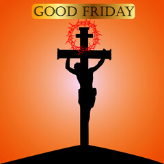 vector illustration of good Friday with Jesus on cross with text