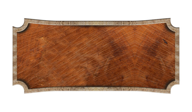 old wooden sign hanging isolated on white background with copy space