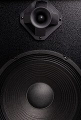 Black of audio loudspeaker box, close up © Pituk