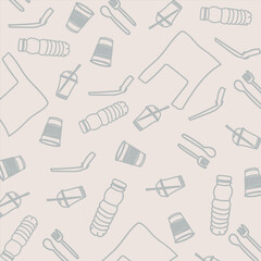 Obraz premium Background no plastic. The concept of a pattern of life without plastic. Recycling, go green. Eco postcard for Earth Day. Vector illustration