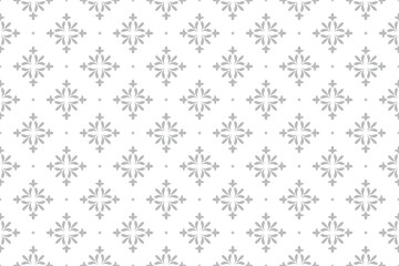 Flower geometric pattern. Seamless vector background. White and gray ornament.