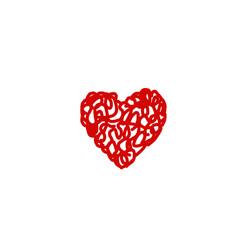 Vector illustration of red heart isolated on white