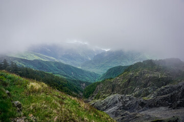 Fototapeta na wymiar Hehuan mountain peak in fog
