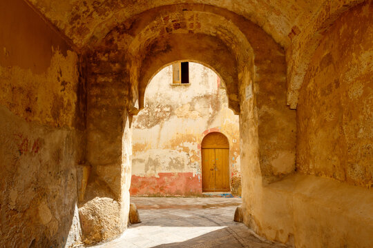 Narrow street in the historic center of Ugento, Salento, Apulia, Italy - Europe