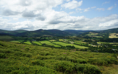 Landscapes of Ireland. View from the foot of the Great Sugar Loaf Mountain.