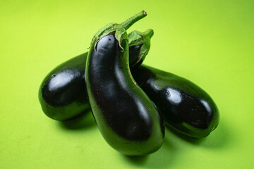 bright eggplant on green background