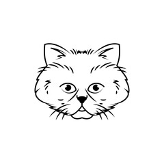 Cute line art cat logo design