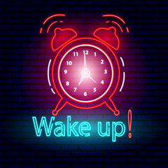 neon alarm clock for cafes and bars