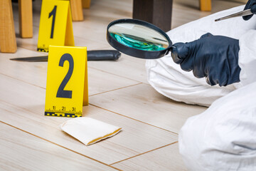 Crime scene, murder, investigation, police find evidence taken as evidence