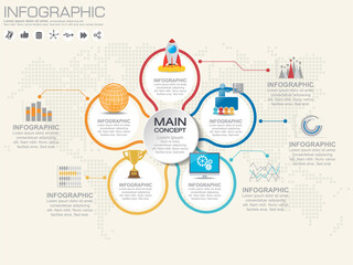 Step and timeline Infographic Templates for Business Vector Illustration, With 5 options, process diagram, vector eps10 illustration