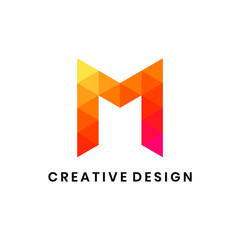 Modern letter M polygonal logo
