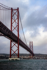 The 25 April bridge (Ponte 25 de Abril)  - famous bridge in Lisbon and among of the longest ones in Europe. 