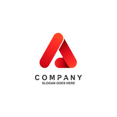 Red letter a logo design vector