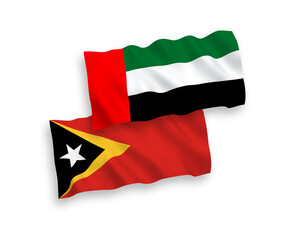 Obraz premium Flags of East Timor and United Arab Emirates on a white background