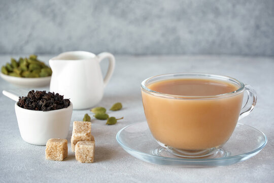 Traditional middle eastern , indian drink masala or karak chai. Closeup
