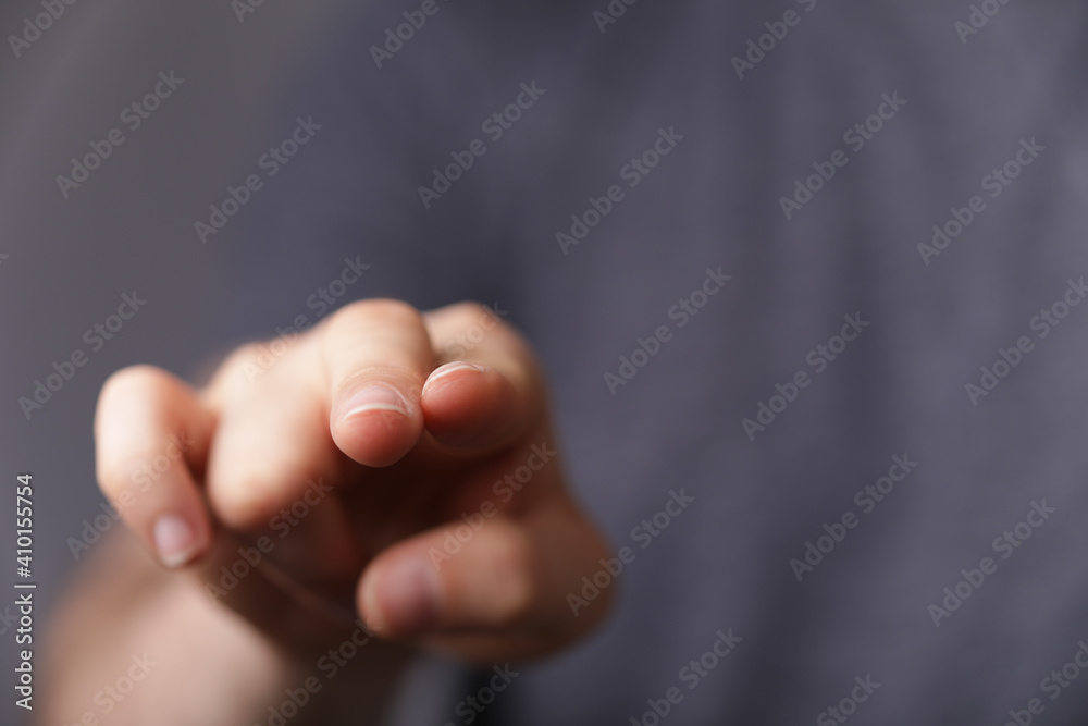 Poster a man pressing button. innovation technology internet business concept. space for text.