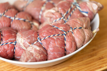 Tasty roulades beef on plate..