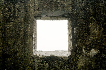 Window to the void in a stone wall