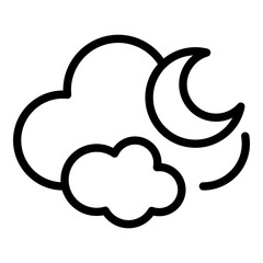 Night clouds icon. Outline night clouds vector icon for web design isolated on white background