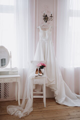 Obraz na płótnie Canvas perfect wedding dress on the wedding day