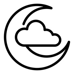 Moon and cloud icon. Outline moon and cloud vector icon for web design isolated on white background