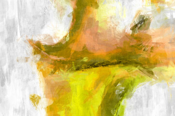 Naklejka premium Rough brushstrokes on abstract background. Brush painting. Color strokes of paint. Unique wall art. Modern art on canvas. Colorful contemporary artwork.