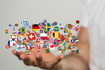 Global communication, international messaging and translation concept