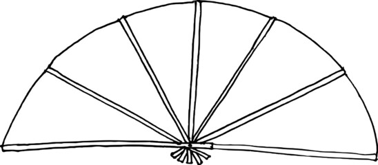 Hand drawn vector of Chinese paper fan