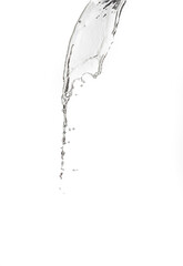 Naklejka na ściany i meble Transparent clear water splash with drops isolated on white background