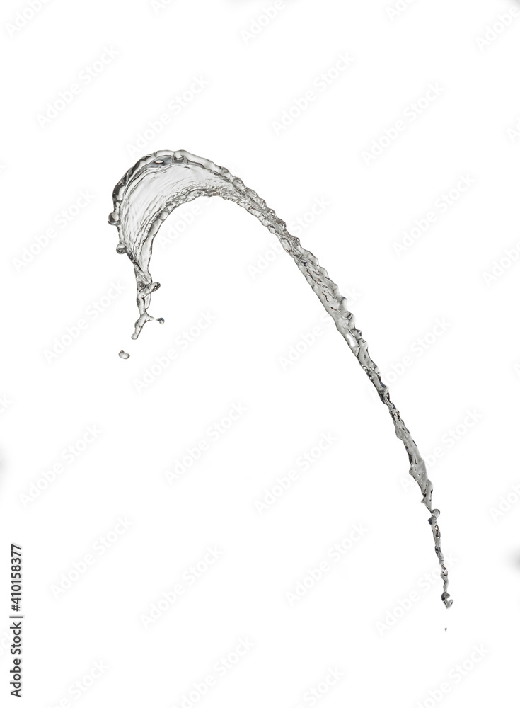 Wall mural Transparent clear water splash with drops  isolated on white background