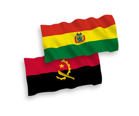 Flags of Bolivia and Angola on a white background