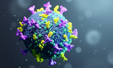 Fototapeta na wymiar A mutating Virus that causes Coronavirus COVID-19. A virus with changing protein spikes. 3D illustration render.