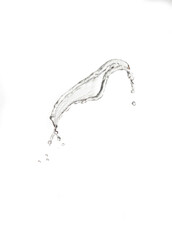 Fototapeta na wymiar Transparent clear water splash with drops isolated on white background