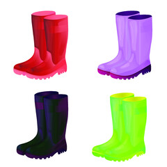 Collection of rubber boots. EPS 10
