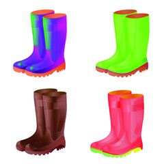 Collection of rubber boots. EPS 10