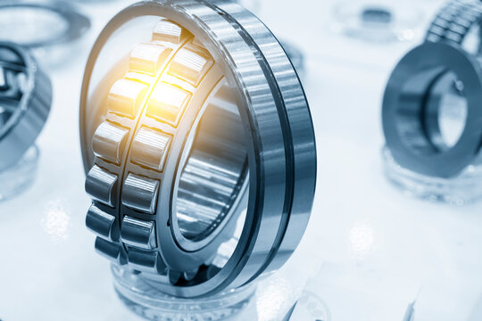The cylindrical rolling bearing part with lighting effect. The mechanical part manufacturing concept .