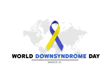 The Blue and yellow ribbon for World Down Syndrome Day