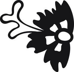 single flower with floral element isolated black vector silhouette