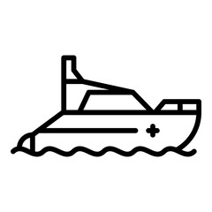 Motor lifeboat icon. Outline motor lifeboat vector icon for web design isolated on white background