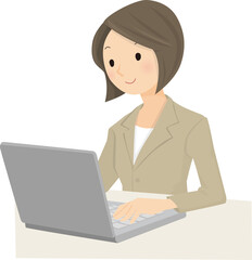 Business woman working on a personal computer