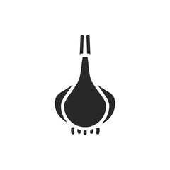 Garlic black glyph icon. Spice for cooking. Vector illustration
