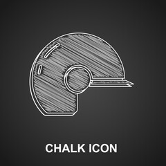 Chalk Baseball helmet icon isolated on black background. Vector.