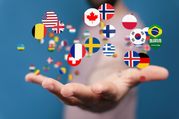 Global communication, international messaging and translation concept