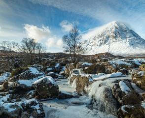 the majestic buachaille etive mor on rannoch moor and glencoe in the argyll region of the highlands...